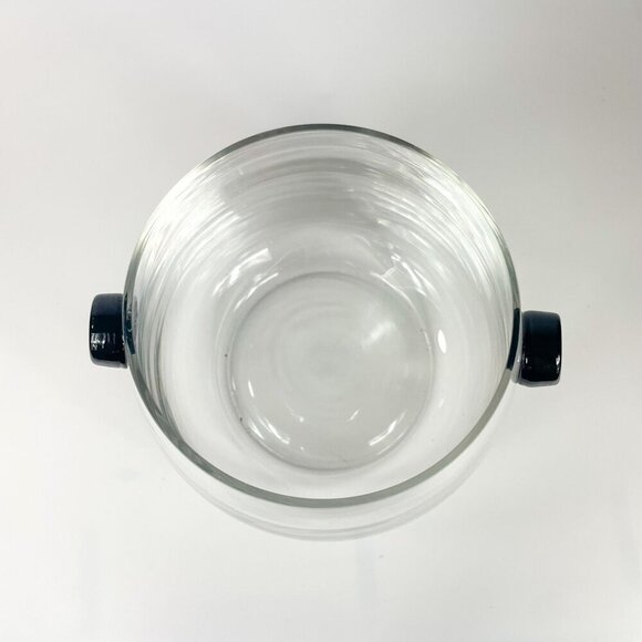 Qualia Glass Ebony Ice Bucket With Clear Black Knob Handles - Picture 3 of 7